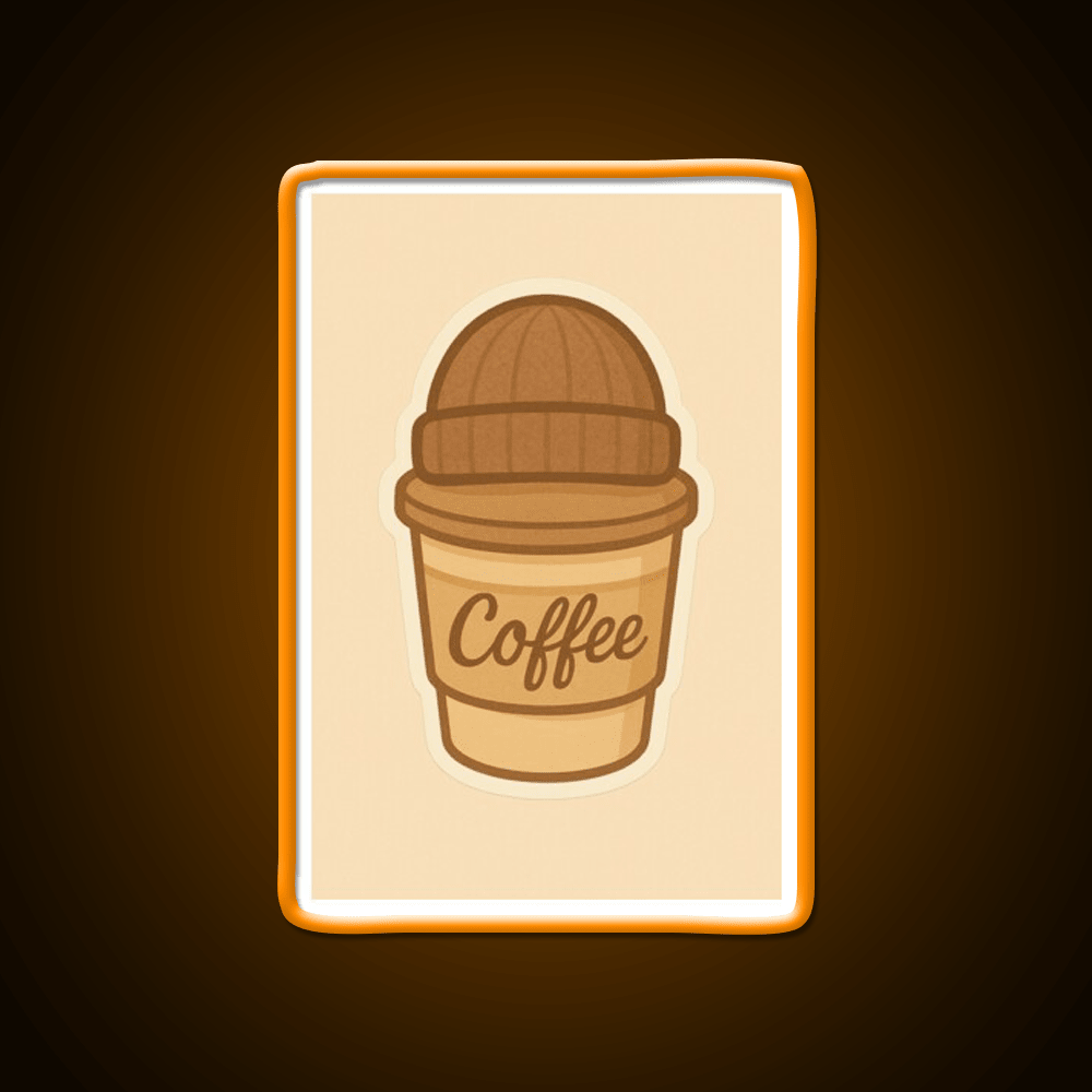 Cozy Coffee Cup With Beanie Cafe Led Neon Sign Espresso Bar Art Rgb Color - Shineneon