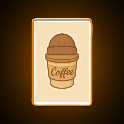 Cozy Coffee Cup With Beanie Cafe Led Neon Sign Espresso Bar Art Rgb Color - Shineneon