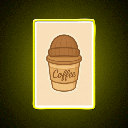 Cozy Coffee Cup With Beanie Cafe Led Neon Sign Espresso Bar Art Rgb Color