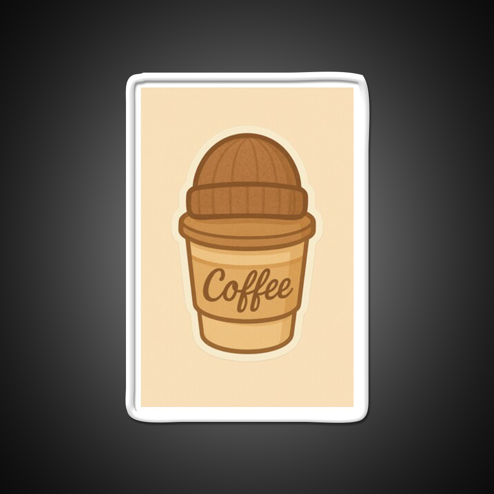 Cozy Coffee Cup With Beanie Cafe Led Neon Sign Espresso Bar Art Rgb Color