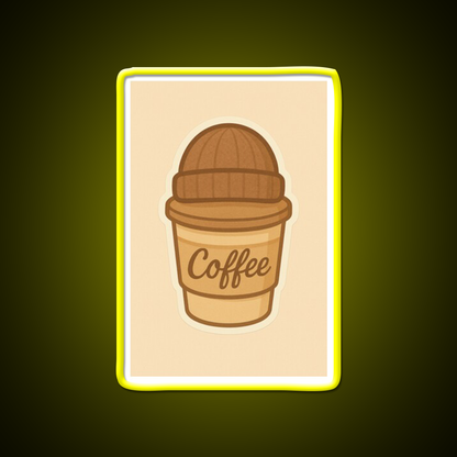 Cozy Coffee Cup With Beanie Cafe Led Neon Sign Espresso Bar Art Rgb Color