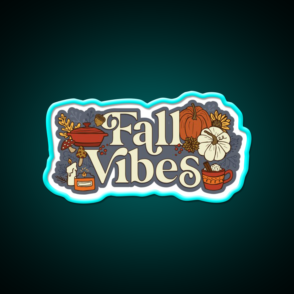 Cozy Fall Vibes Pattern Cafe Led Neon Sign Espresso Bar Art Rgb Color