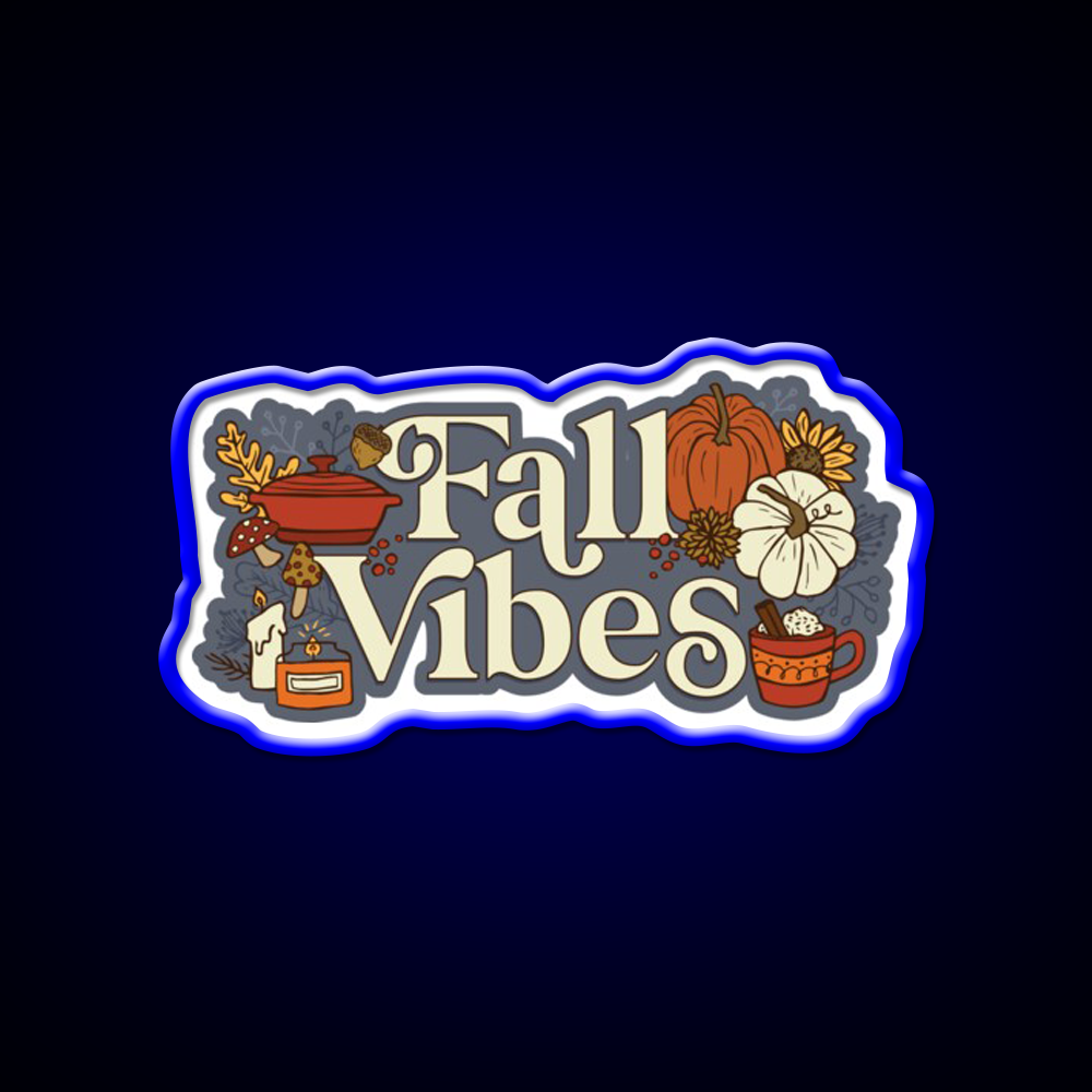 Cozy Fall Vibes Pattern Cafe Led Neon Sign Espresso Bar Art Rgb Color