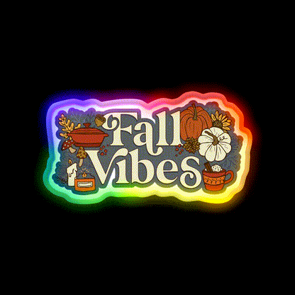 Cozy Fall Vibes Pattern Cafe Led Neon Sign Espresso Bar Art Rgb Color