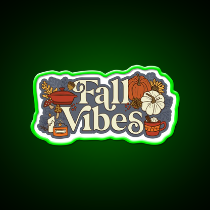 Cozy Fall Vibes Pattern Cafe Led Neon Sign Espresso Bar Art Rgb Color