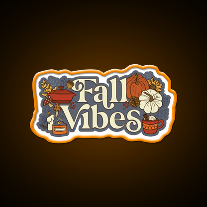 Cozy Fall Vibes Pattern Cafe Led Neon Sign Espresso Bar Art Rgb Color