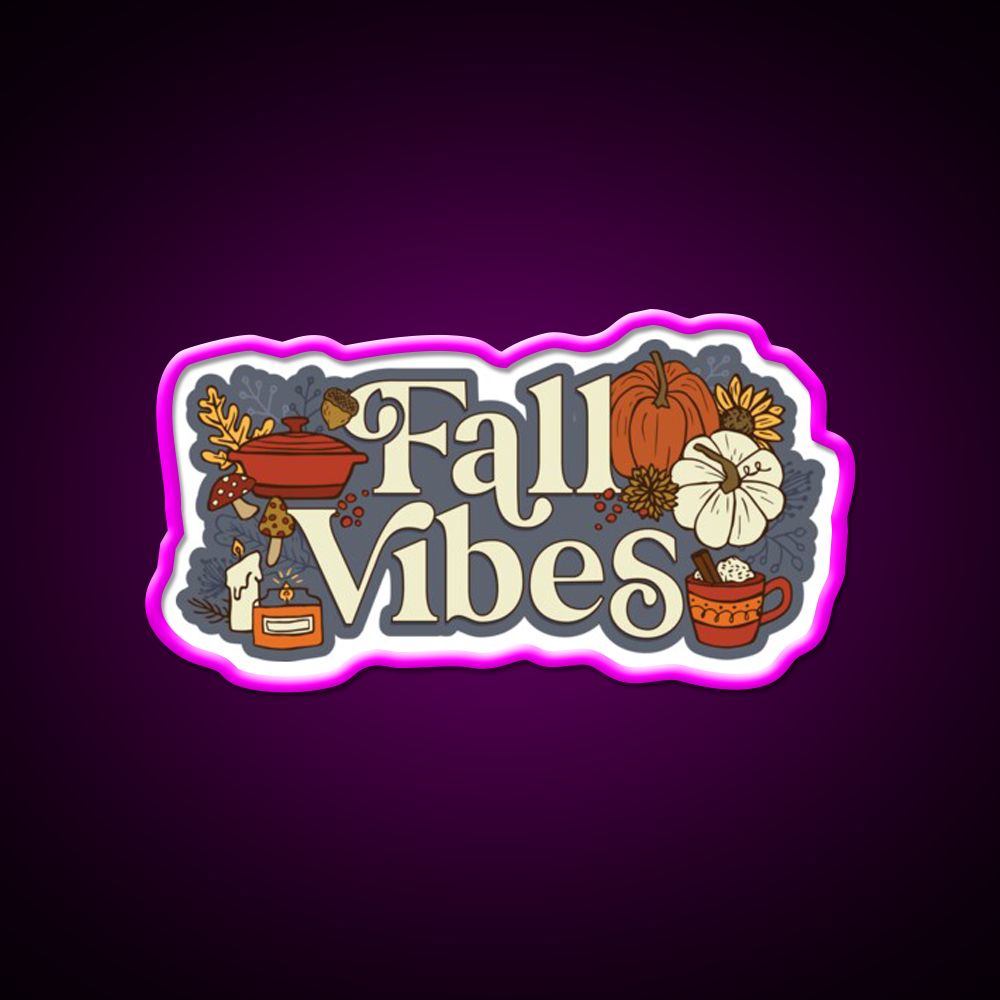 Cozy Fall Vibes Pattern Cafe Led Neon Sign Espresso Bar Art Rgb Color