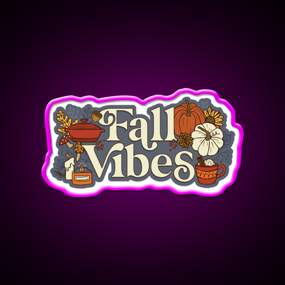 Cozy Fall Vibes Pattern Cafe Led Neon Sign Espresso Bar Art Rgb Color