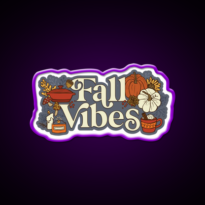 Cozy Fall Vibes Pattern Cafe Led Neon Sign Espresso Bar Art Rgb Color