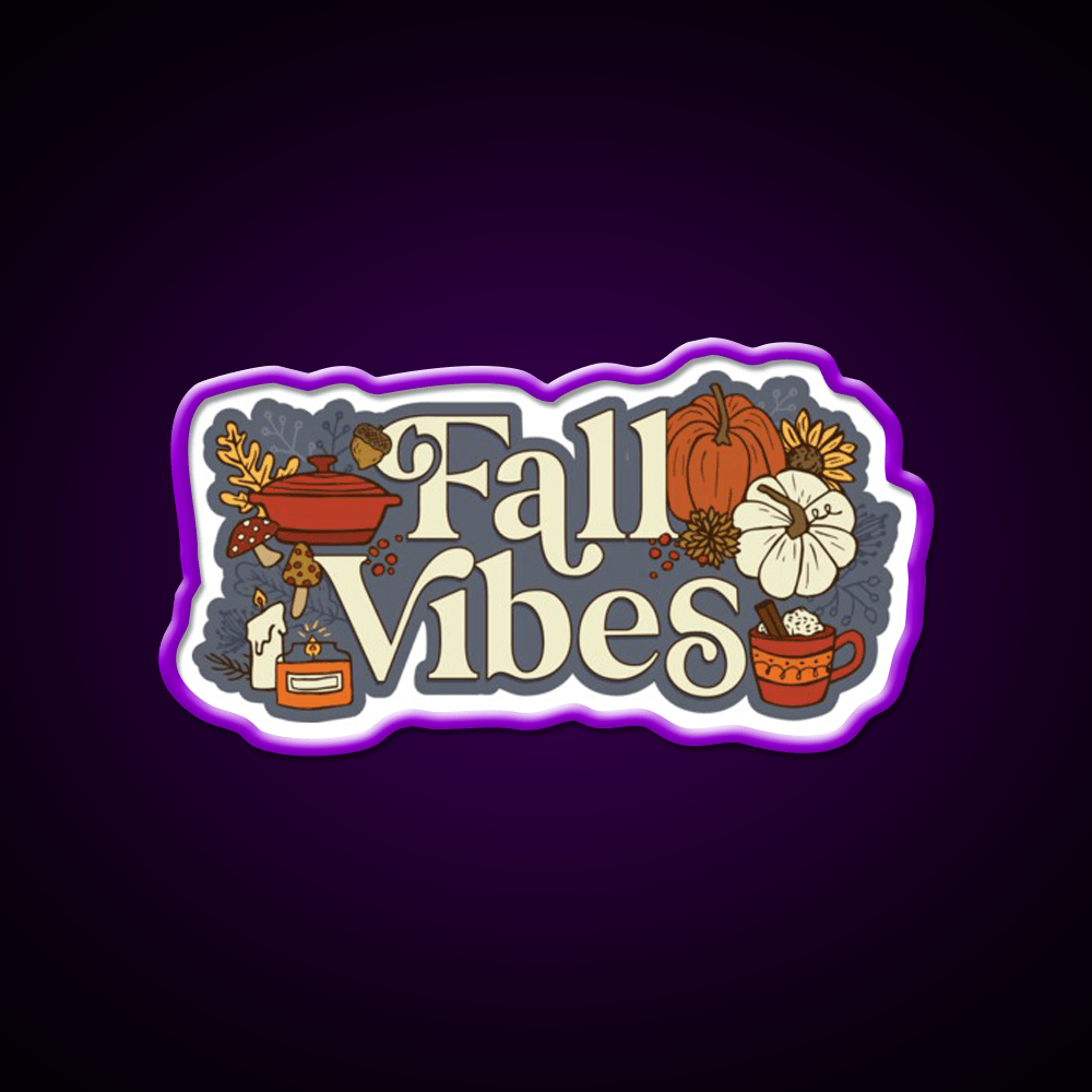 Cozy Fall Vibes Pattern Cafe Led Neon Sign Espresso Bar Art Rgb Color - Shineneon