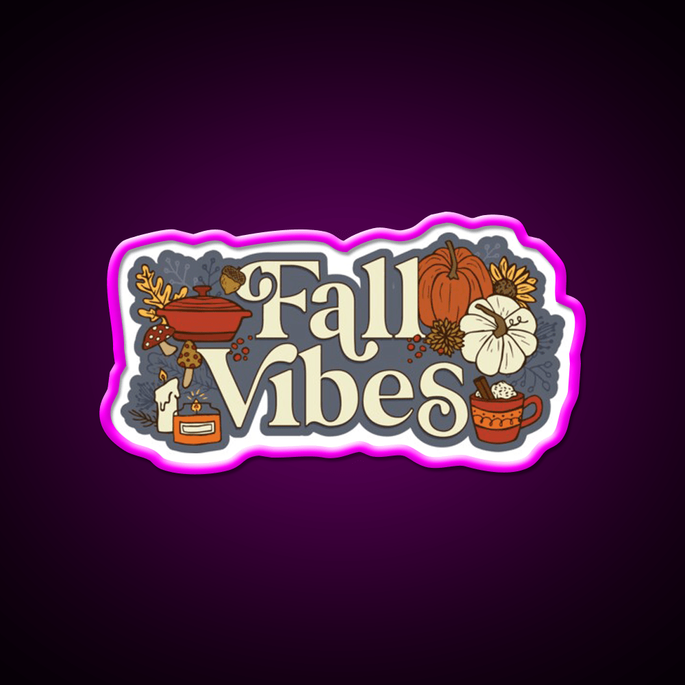Cozy Fall Vibes Pattern Cafe Led Neon Sign Espresso Bar Art Rgb Color - Shineneon