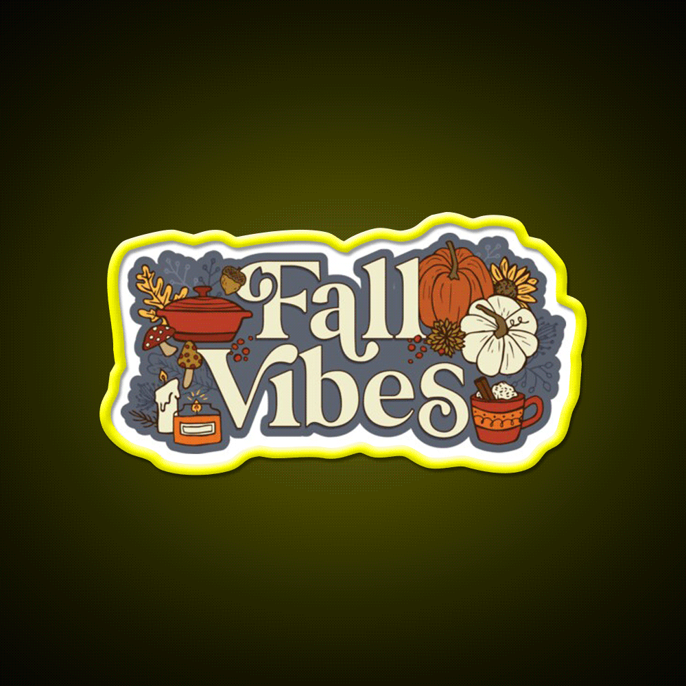 Cozy Fall Vibes Pattern Cafe Led Neon Sign Espresso Bar Art Rgb Color