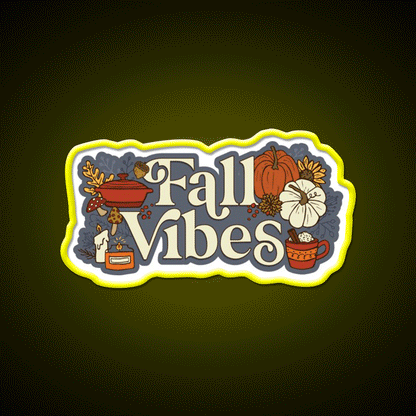 Cozy Fall Vibes Pattern Cafe Led Neon Sign Espresso Bar Art Rgb Color