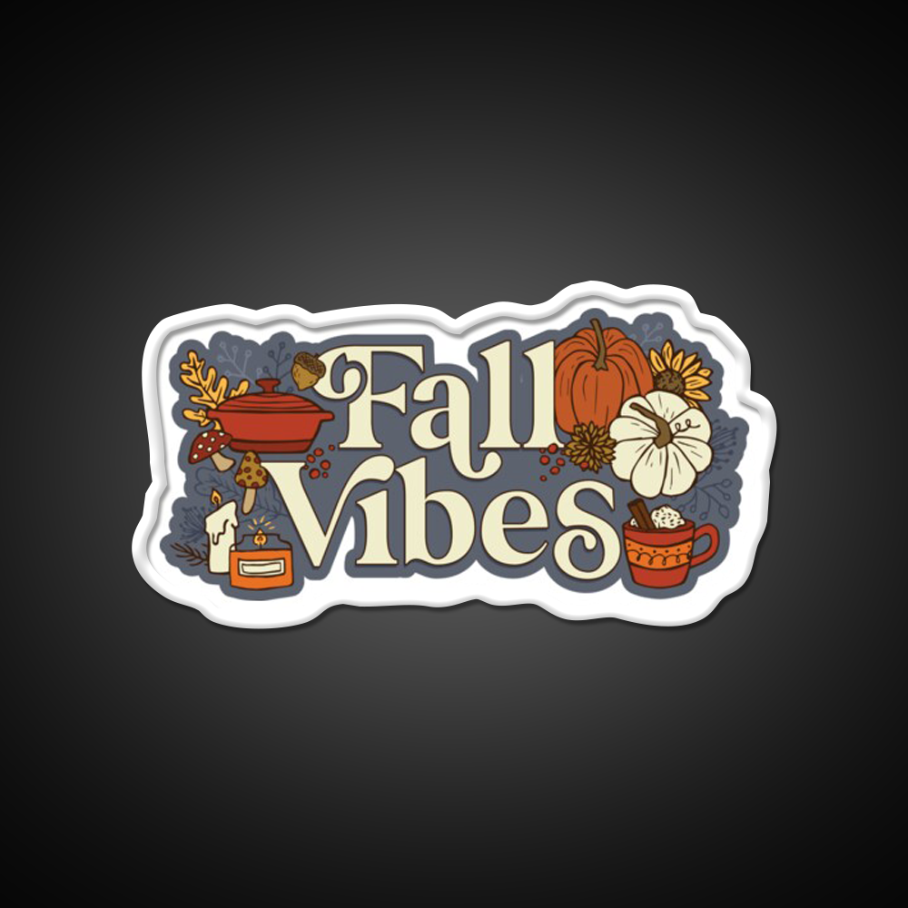 Cozy Fall Vibes Pattern Cafe Led Neon Sign Espresso Bar Art Rgb Color