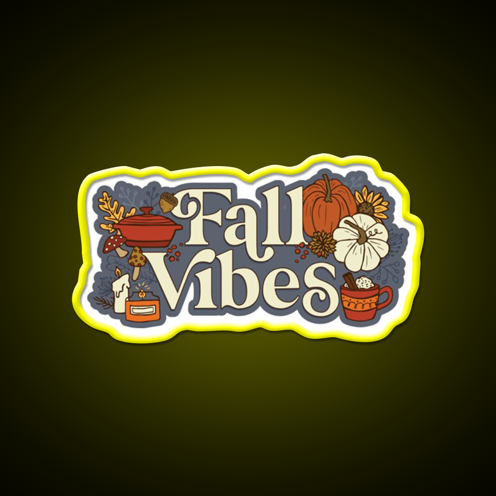 Cozy Fall Vibes Pattern Cafe Led Neon Sign Espresso Bar Art Rgb Color