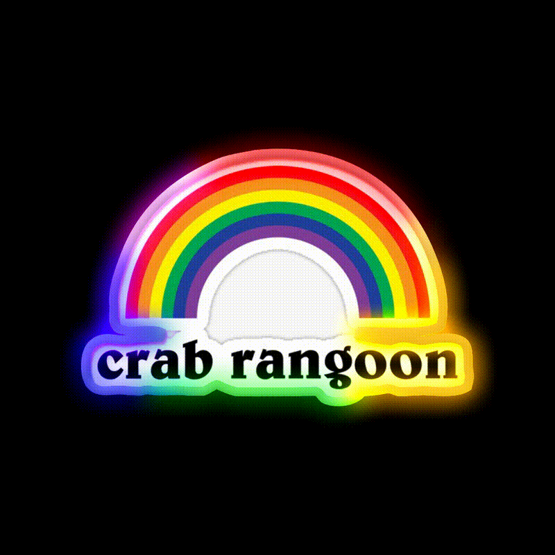 Crab Rangoon Shirt With Rainbow Awesome Led Neon Sign Chinese Food Rgb Color