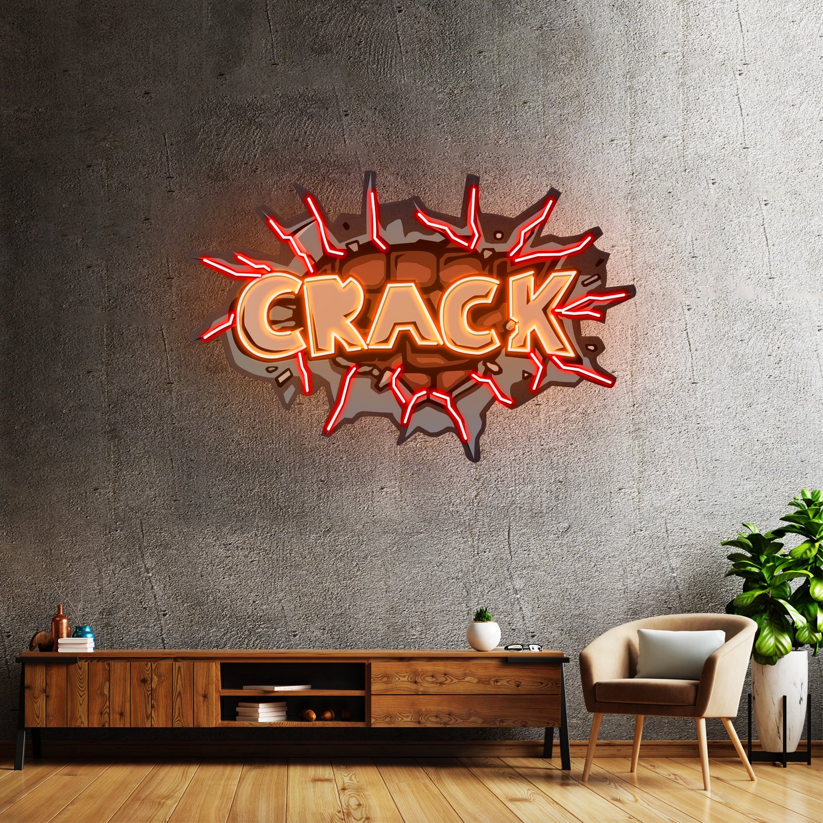 Crazy Green Face Artwork Business Led Sign