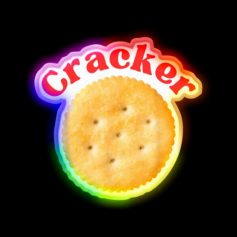 Cracker Snack Vintage Funny Snack Food Led Neon Sign Rgb Color - LED neon sign close-up detail