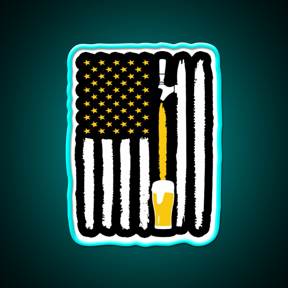Craft Beer American Flag Usa 4Th July Brewery Beer Bar Decor Led Neon Sign Rgb Color - Size and dimension reference