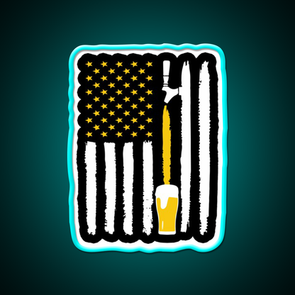 Craft Beer American Flag Usa 4Th July Brewery Beer Bar Decor Led Neon Sign Rgb Color - Size and dimension reference