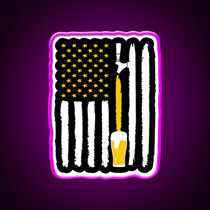 Craft Beer American Flag Usa 4Th July Brewery Beer Bar Decor Led Neon Sign Rgb Color - Neon sign mounted on wall in room