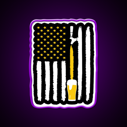 Craft Beer American Flag Usa 4Th July Brewery Beer Bar Decor Led Neon Sign Rgb Color - LED neon sign view 9