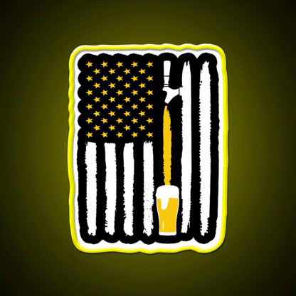 Craft Beer American Flag Usa 4Th July Brewery Beer Bar Decor Led Neon Sign Rgb Color - Custom LED neon sign front view