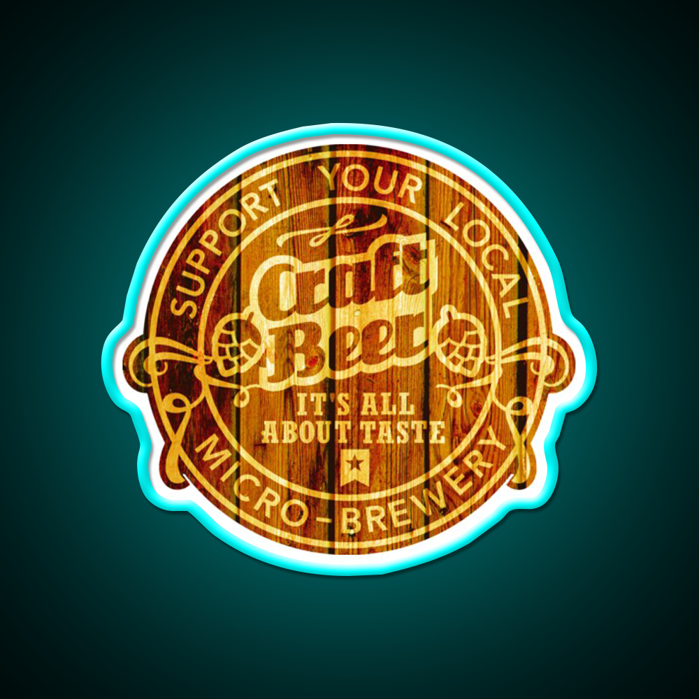 Craft Beer Emblem Wood Beer Bar Decor Led Neon Sign Rgb Color - Size and dimension reference