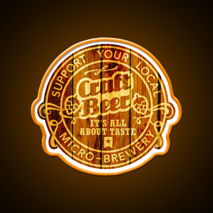 Craft Beer Emblem Wood Beer Bar Decor Led Neon Sign Rgb Color - LED neon sign view 6