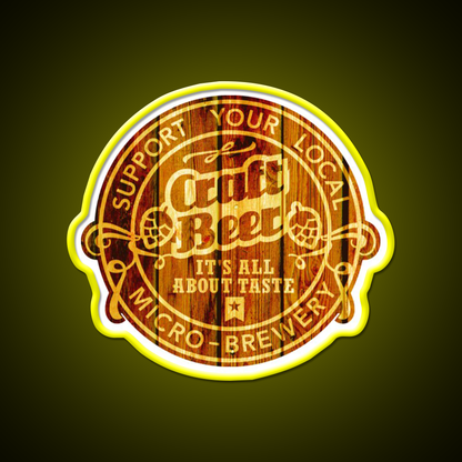 Craft Beer Emblem Wood Beer Bar Decor Led Neon Sign Rgb Color - LED neon sign view 7