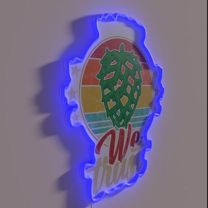 Craft Beer Ipa Lover In Hop We Trust Rgb Led Neon Sign - Shineneon