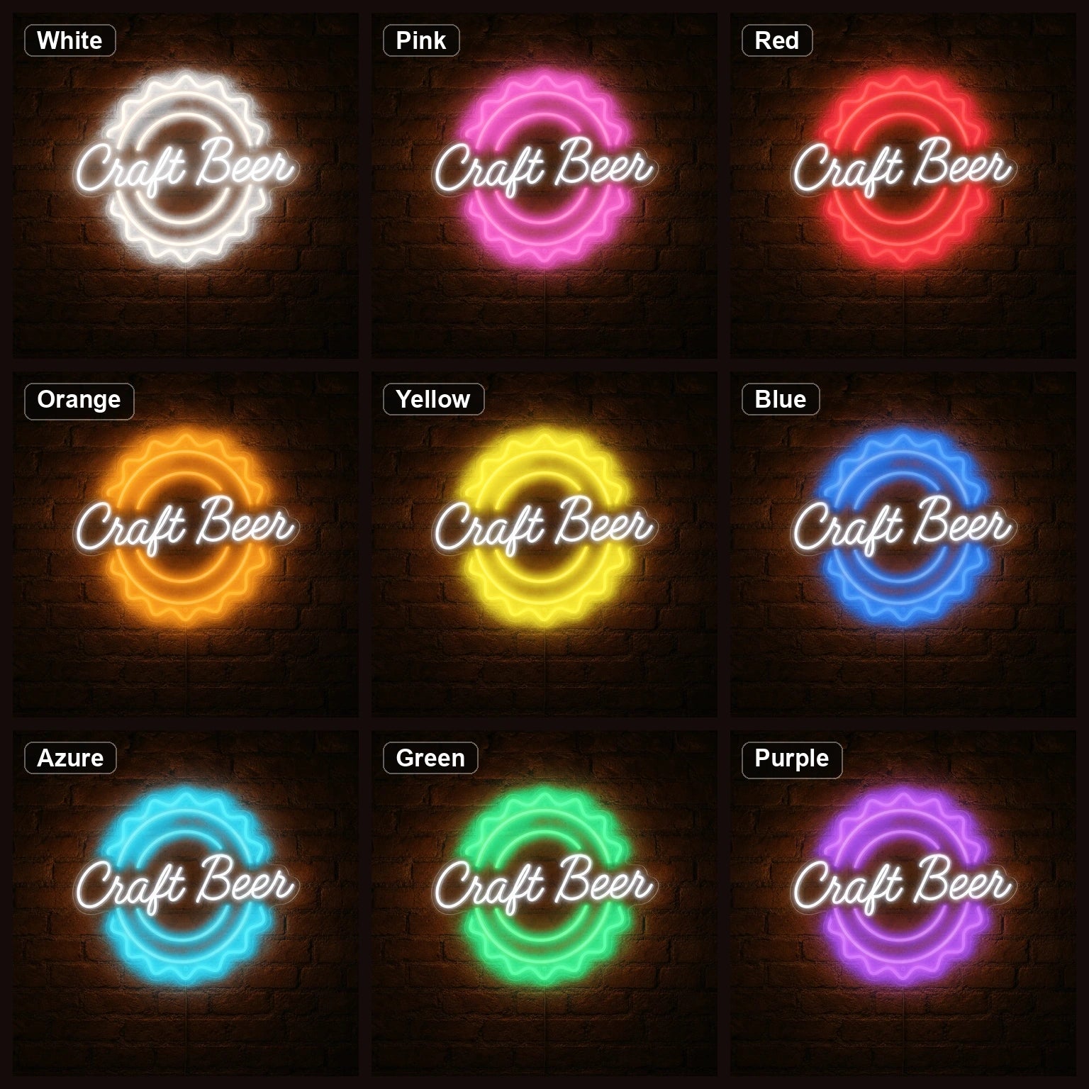 Craft Beer LED Neon Sign color grid