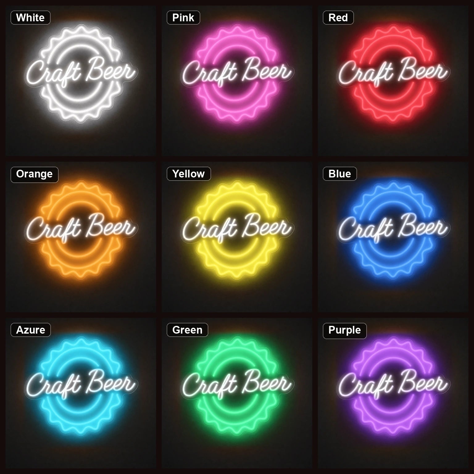 Craft Beer LED Neon Sign Home Bar Wall Decoration color grid