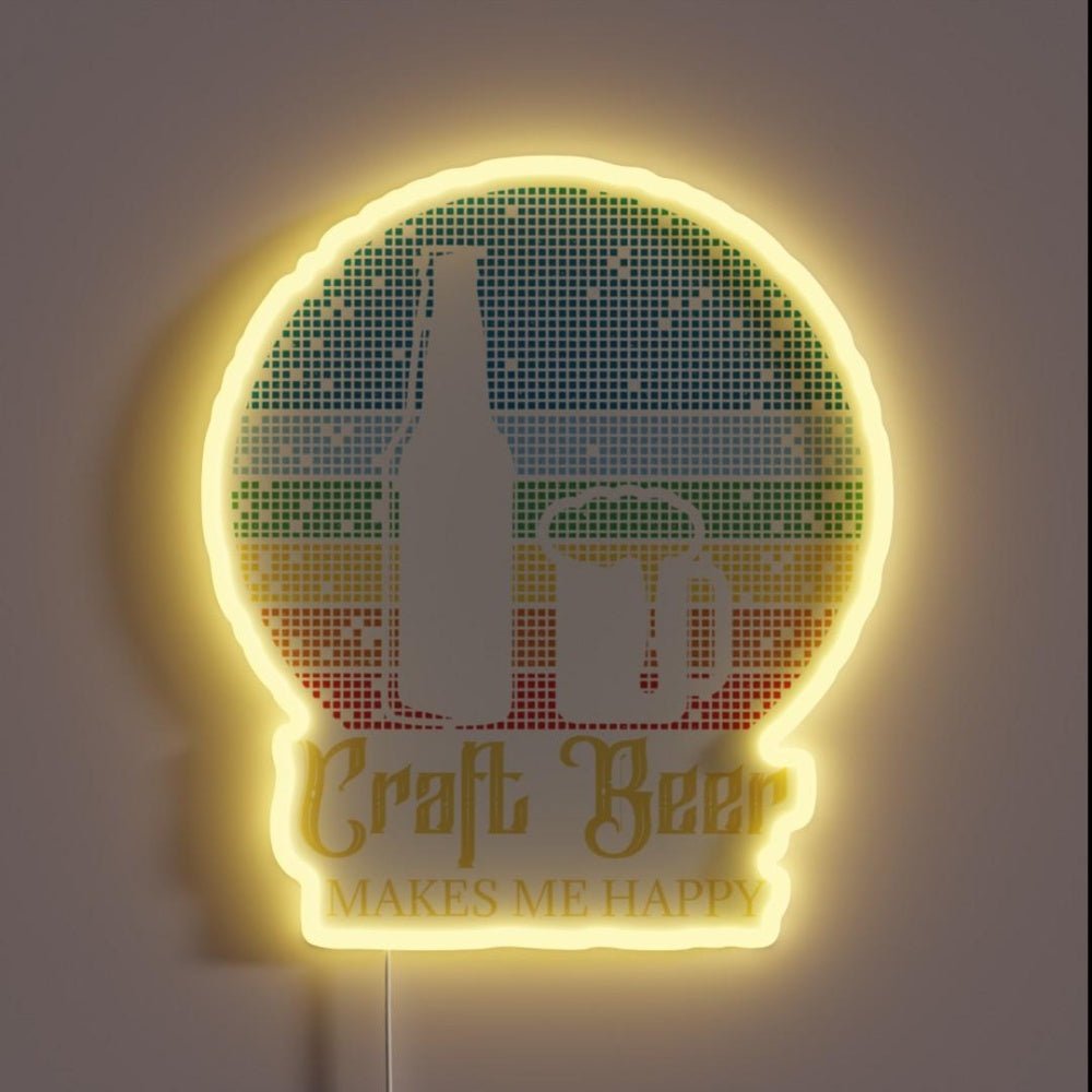 Craft Beer Makes Me Happy Rgb Led Neon Sign - Shineneon