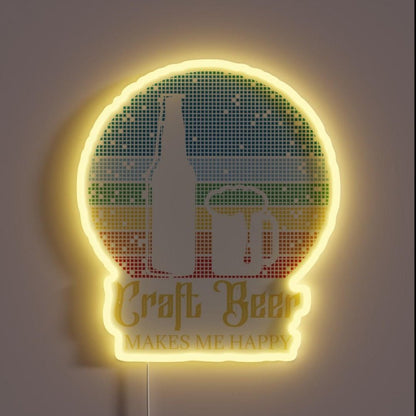 Craft Beer Makes Me Happy Rgb Led Neon Sign - Shineneon