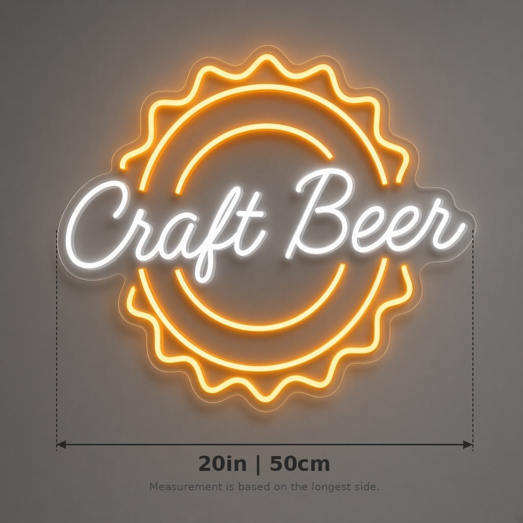 Craft Beer LED Neon Sign - size guide