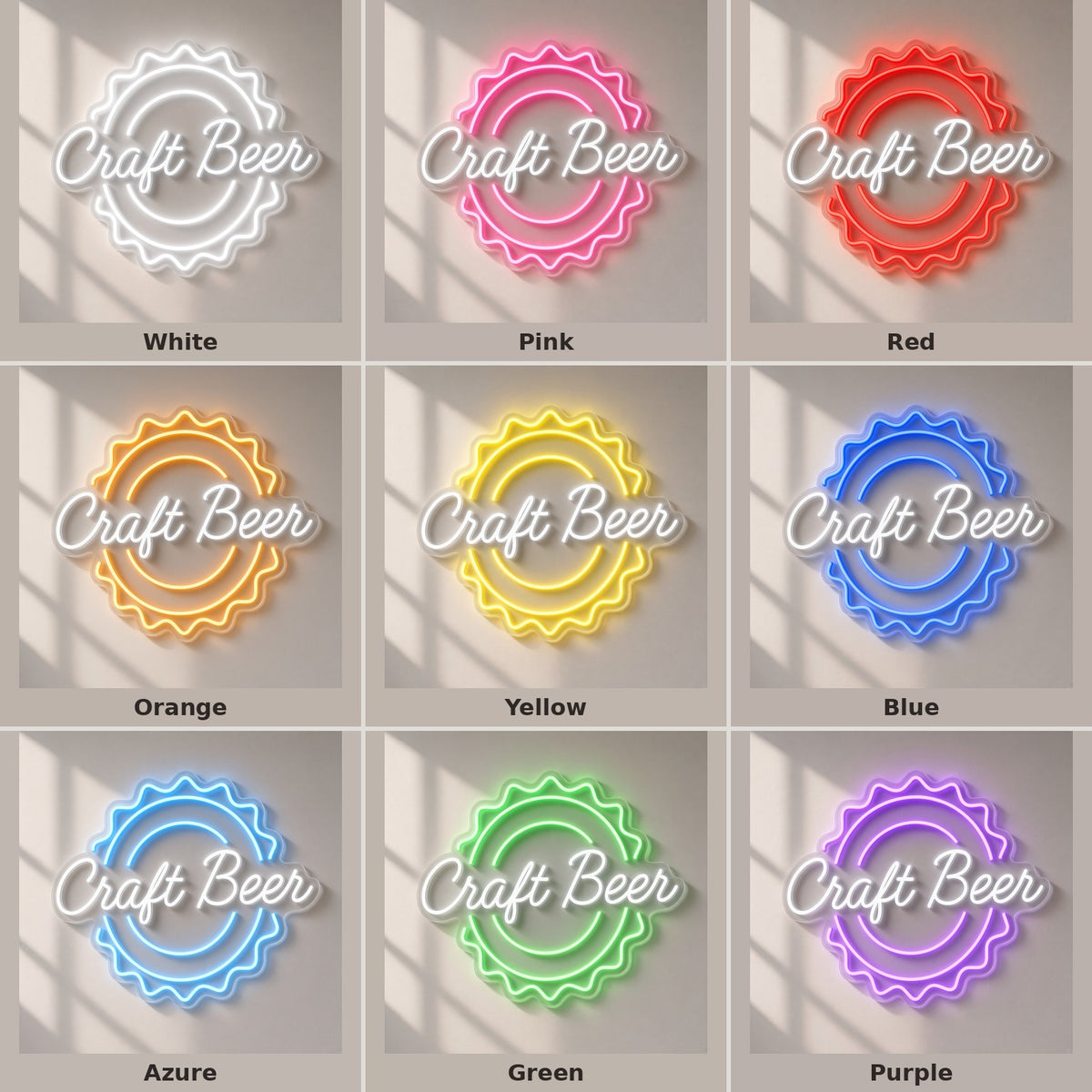 Craft Beer LED Neon Sign - nine-color grid
