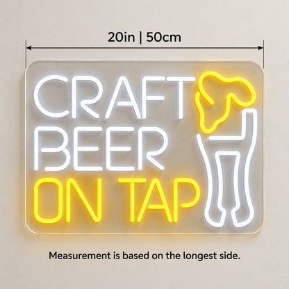 Craft Beer On Tap LED Neon Sign - size guide