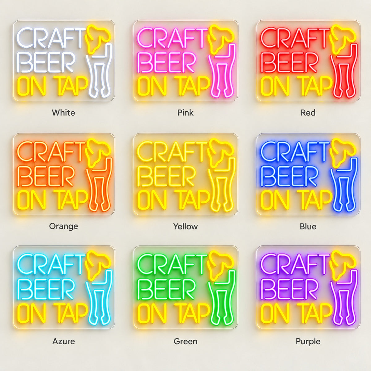 Craft Beer On Tap LED Neon Sign - nine-color grid
