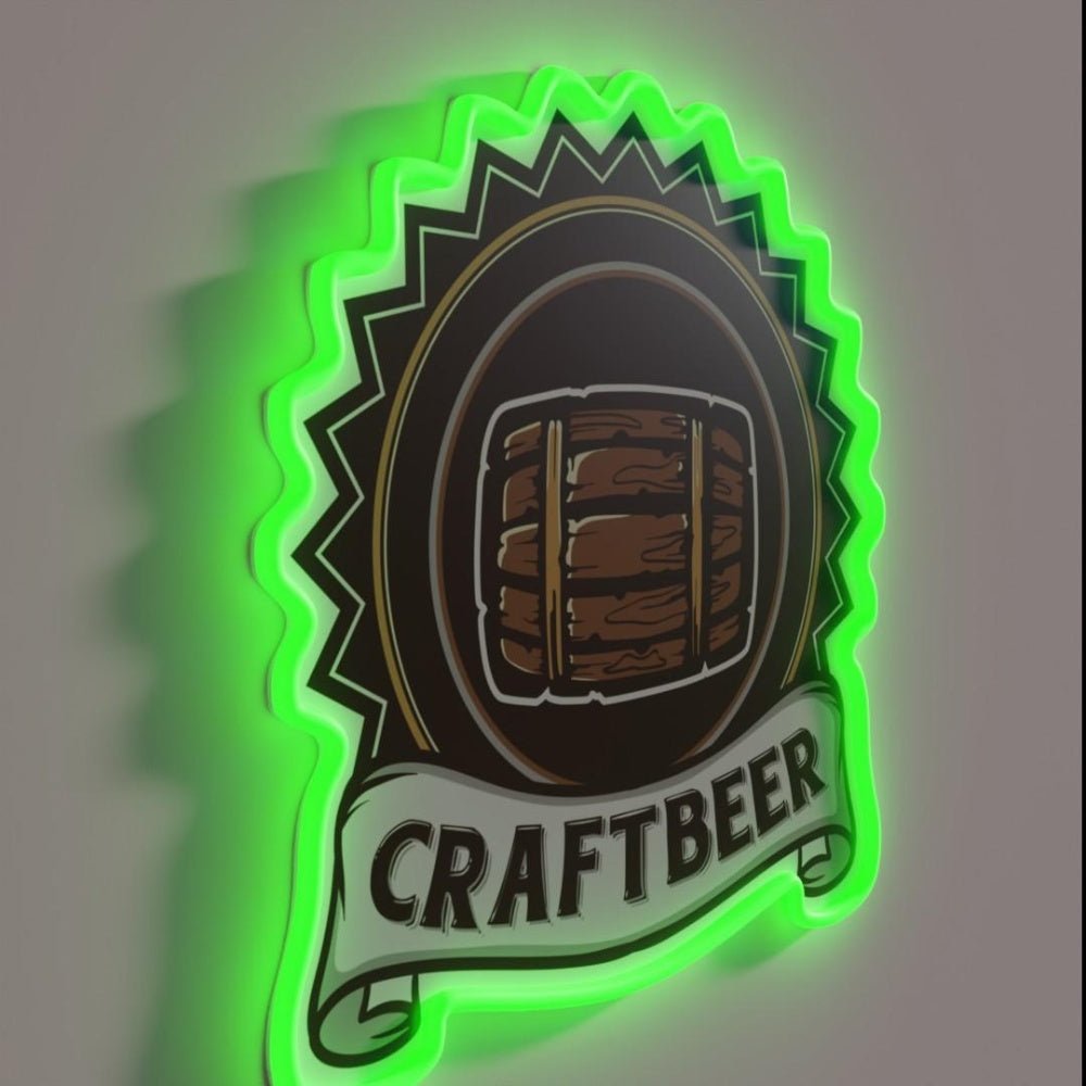Craftbeer Crafted Beer Wood Barrel Rgb Led Neon Sign - Shineneon