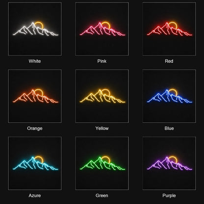 Craggy Mountain Range And Sun LED Neon Sign color grid