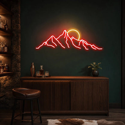 Craggy Mountain Range And Sun LED Neon Sign - Shineneon