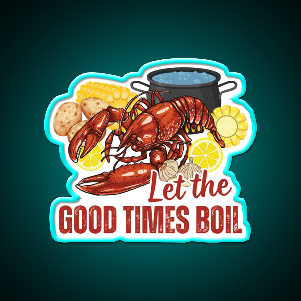 Crawfish Let The Good Times Boil Beer Bar Decor Led Neon Sign Rgb Color - Size and dimension reference