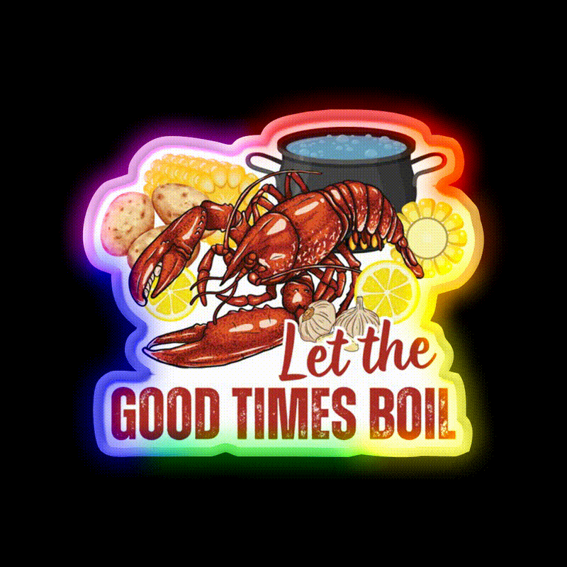 Crawfish Let The Good Times Boil Beer Bar Decor Led Neon Sign Rgb Color