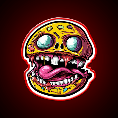 Crazy Burger Monster Art Snack Food Led Neon Sign Rgb Color - Shineneon