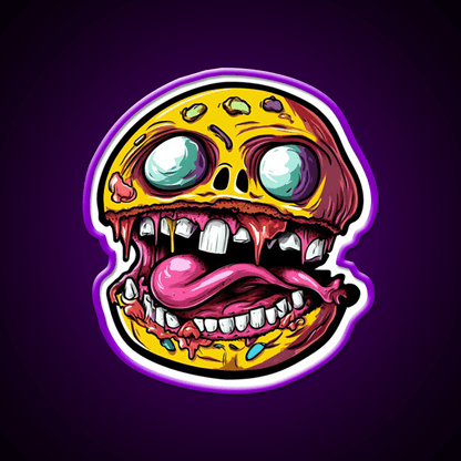 Crazy Burger Monster Art Snack Food Led Neon Sign Rgb Color - Shineneon
