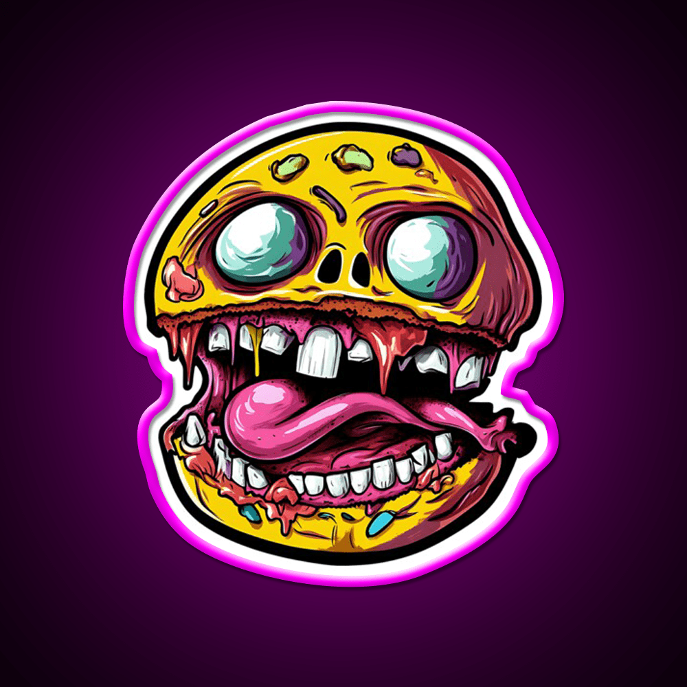 Crazy Burger Monster Art Snack Food Led Neon Sign Rgb Color - Shineneon