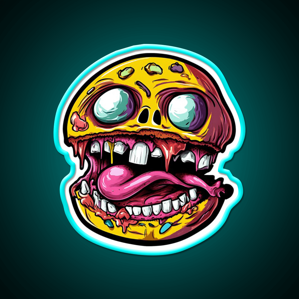 Crazy Burger Monster Art Snack Food Led Neon Sign Rgb Color - Shineneon