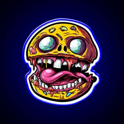 Crazy Burger Monster Art Snack Food Led Neon Sign Rgb Color - Shineneon