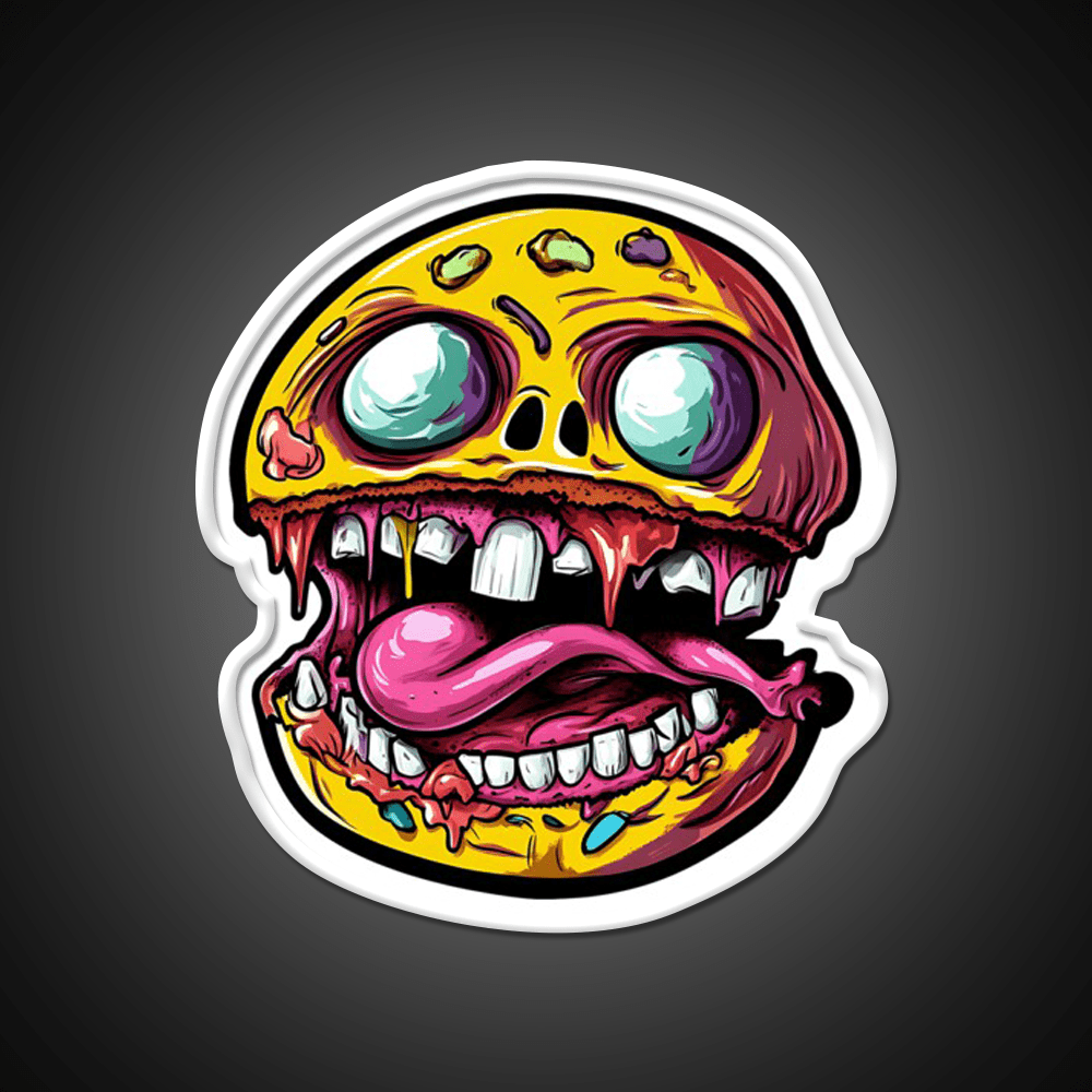 Crazy Burger Monster Art Snack Food Led Neon Sign Rgb Color - Shineneon